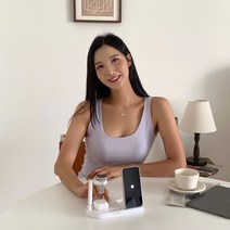 굿즈엔 애플 갤럭시 호환 4IN1 맥세이프 거치대 무선 충전기 에어팟 버즈 워치, 갤럭시전용-블랙, 1개