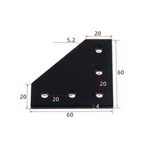 Hardware 5홀 조인트 보드 플레이트 코너 앵글 브래킷 스트립 90 도 알루미늄 블랙 1 개, [02] Black