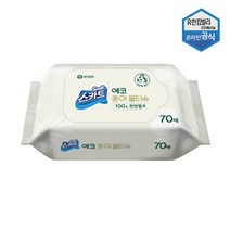 스카트 에코 친환경 플라스틱프리 종이물티슈 70매 41802, free, 단품