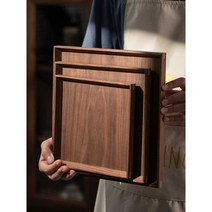 베이킹 트레이 원목 사각 쟁반 진열 베이커리 카페, 블랙 월넛 24x24x2.5cm