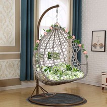 [홈트리]2인용 라탄 행잉체어 그레이 스윙 그네 의자