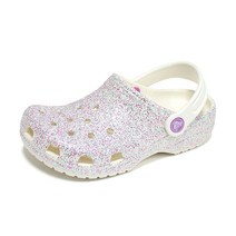 크록스 키즈 클래식 글리터 샌들 오이스터 아동 주니어 여름 반짝이 신발 아동화 205441-159