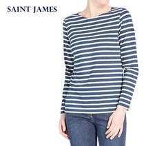 세인트제임스(SAINT JAMES) 세인트제임스 밍콰이어 모던 스트라이프 긴팔티 9858 진/찬브레 남성 남자 긴팔 티셔츠 면티 9858-EI
