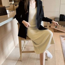 여름니트원피스 여성여름코디 예쁜 여자 이너 뷔스티에 원피스 골지 슬림핏 드레스-72394EA