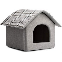 Hollypet Cozy Pet Bed 따뜻한 동굴 둥지 수면 침대 강아지 집 고양이 및 소형견용 그레이, Light Gray