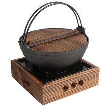 무쇠화로세트 샤브샤브 전골냄비 오뎅 캠핑 주물냄비, 블랙, 대형냄비+대형사각화로