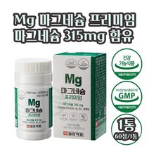 눈떨림 마그네슘 영양제 식약처인정 천연 마그네슘 영양제 추천 쥐내림 마그네슘 부족 보충 효능 활력 비타민B 일양 MG 마그네슘 프리미엄 315mg 정제, 60정, 1개