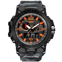 스쿠버시계나침반다이버컴퓨터 남성용 50m 방수 알람 reloj hombre 1545d 듀얼 디스플레이 손목 석영 군용 스포츠 new mens, 카무렌지