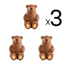 북극곰 실리콘 칫솔걸이 곰3마리 패키지 흡착 홀더 다용도 걸이, 브라운, 3개