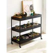수레 다육이 화분받침대 철제 베란다 꽃 정원 진열대, 블랙-100x40x120-3단