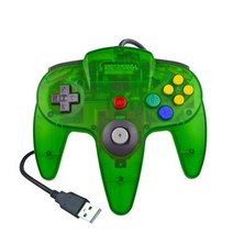 VOGEK-USB 유선 게임 패드 닌텐도 64 호스트 N64 컨트롤러 게임 패드 조이스틱 클래식 64 콘솔 게임 맥 컴퓨터 PC, transparent green