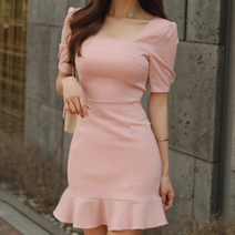 SAMARA 럭셔리여성 밑단프릴 배색 미니원피스