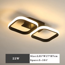 복도 발코니 용 led 천장 램프 blackamp 침실 거실 110-220v에 대 한 흰색 20w 22w 32w 36w 실내 천장 조명, B 22W 블랙, 따뜻한 화이트, 220V