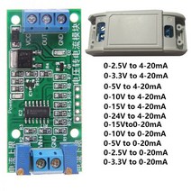 0-2.5V 0-3.3V 0-5V 0-10V 0-15V 0-24V ~ 0 -20mA/4 -20mA 전압-전류 모듈 전류 송신기 신호 변환기 모듈 215373, 0-10V to 4-20mA215373