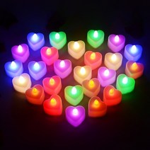 KH LED 하트 티라이트 LED 전자 초 촛불 캔들, 티라이트 무지개웨이브