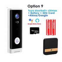 IoT Ai 인터폰 비디어폰 설치 교체 Tuya-와이파이 무선 초인종 카메라 1080P HD 비디오 도어 폰 스마트 라, 09 OPTION 9_03 AU 플러그