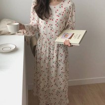 가바바 여성 원피스 복고 꽃무늬 라운드 편한 데일리 롱원피스 G32717