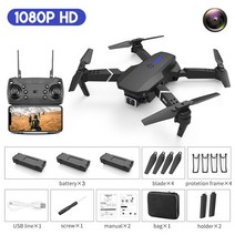 E525pro Obstacle Avoidance Mini Drone 4k VR Aerial Photography Folding Quadcopter With Camera Altitu, 03 Black 1080P 3B