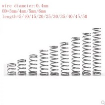 20 개/몫 0.4mm 스테인레스 스틸 마이크로 소형 압축 스프링 OD 3mm/4mm/5mm/6mm 길이 5mm ~ 50mm, 35mm, 10mm 10pcs, 35mm