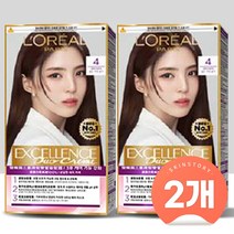 로레알파리 (1+1) 엑셀랑스 듀오 크림_더블 튜브 염색약, 2개, 4 짙은 자연 갈색
