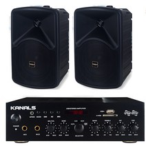 카날스 컴비네이션 테이블 타입 스테레오 블루투스 엠프, 앰프(BKM-50)/스피커(TS-55)/케이블(30m), 블랙