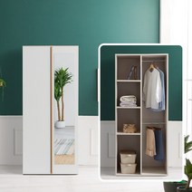 동서가구 이즈 클래스 롱바 800 거울 수납 옷장, 화이트