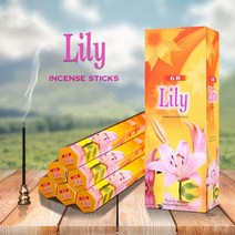 인센스 스틱 아로마 명상 20 인도 향 라벤더 장미 치자 국화 백단향 정화 공기, 백합