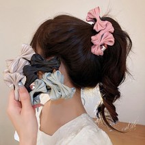 [2개] 초콜리트쥬얼리 실키 플리츠 실크공단 리본 올림머리 바나나핀