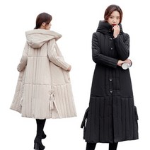 더파라조 여자퀼팅 후드 옆절개롱패팅