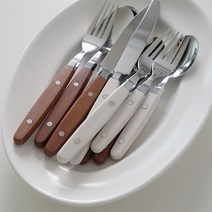 아노바 레트로 커트러리 캠핑 브런치 식기세트, 디저트포크, 크림화이트