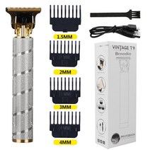 이발기 헤어용 바리깡 T9 USB 전기 헤어 커팅 머신 충전식 컷 클리퍼 남성용 면도기 트리머 이발사 전문 수, 14 Silver-netting Cutte