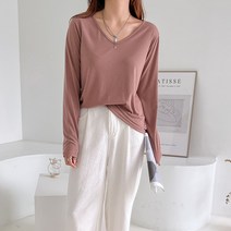 퍼니걸스 5379 브이넥 쭉티 이너 긴팔 티셔츠 여성의류