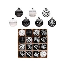 Valery Madelyn 크리스마스 할로윈 트리 장식품 16ct 흑백 비산 방지 공 장