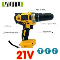 VOTO 21V 브러시리스 전기 드릴 무선 스크루 드라이버 리튬 이온 배터리 미니 전동 DIY 도구, [01] 21V Charger included