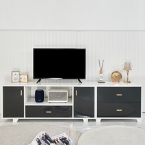 힘찬리빙 로이 1800 모던 tv 장식장 높은 티비장 거실장 세트, 로이 1800 거실장, 화이트 그레이