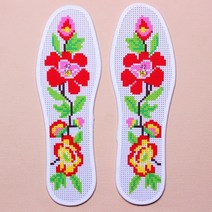 십자수완성품 자기 수놓다 핸드메이드 바늘 실 면 반 완제품 남성 여성 꽃자수 신발깔창 2634113600, 42, O67 -한 레드 꽃 -손이 가볍다