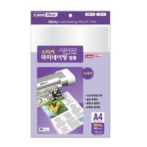 스티커 코팅필름 A4 216x303mm 100MIC 10매 권사무기기 라미네이터 라미네이팅필름 필름 코팅필름 손코팅 종이코팅 투명필름 코팅 투명코팅, 본상품