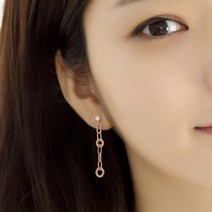 [클라비스] 데일 체인 큐빅써클 실버 귀걸이 CL14KP-ESP244 ((원터치귀걸이/14k귀걸이/18k귀걸이/귀걸이/피어싱/반지/목걸이/선물추천/데일리스타일))