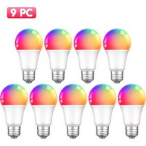 Tuya-Zigbee 스마트 램프 RGB 밝기 조절 타이머 기능 E27 LED 조명 전구 Lampada Alexa Google 홈으로 작동, 9 pieces