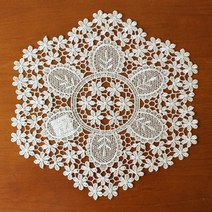 라움아트 레이스 원형러너 식탁매트, 벚꽃 러너-베이지, 30cm