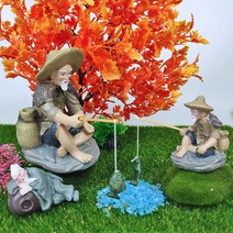 낚시좌대 낚시발판 민물좌대 Jiang Taigong 낚시 Rockery 물고기 탱크 흐르는 물 분재 장식 Weng 노인 파빌리온 홈 인테리어 데스크탑, [03] 대형 낚시 아저씨 수지 소재