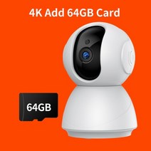 4k wifi 카메라 보안 보호 ip 카메라 자동 추적 베이비 모니터 지원 tuya app google alexa 스마트 홈 cctv 카메라, 4k 64GB 카드 추가, 미국 플러그