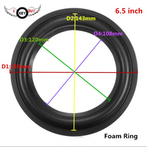 바닥 우퍼 시트 12인치 차량용 박스 카오디오 10 개몫 6 인치 6.5 인치 스피커 서라운드 서브 콘 가장자리 diy 수리 액세서리 내경 106mm 접는 폼 가장자리, 6.5인치