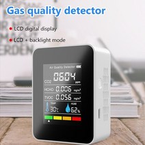 실내 공기질 측정기 오염도 유해물질 전문 측정 감지기 5in1 co2 meter 디지털 온도 습도 테스터 이산화탄소 휴대용 온도 습도 공기 품질 모니터, 하얀