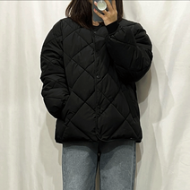 [한겨울까지쭉-] 엘라 퀼팅 노카라 포켓 루즈핏 숏 패딩 (3 color)