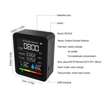 이산화탄소경보기휴대용 CO2 공기질 감지기 지능형 온도 및 습도 센서 HCHO 가스 분석기, 02 Black