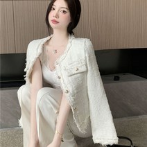 오버클래쓰 여성 캐주얼 자켓 루즈 크롭 트위드 테일러드 숏 코트