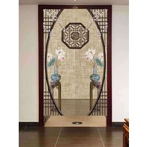 전통 문양 화장실 커튼 일식집 식당 가림막 파티션, 매화