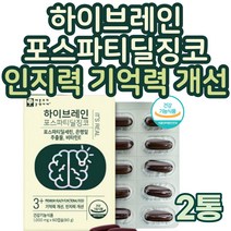 (굿라이프헬스) 애플트리 김약사네 하이브레인 포스파티딜 징코 은행잎 추출물 기억력 인지력 개선 플라보놀배당체 비타민E, 2통