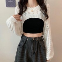 여성 펀칭 레이스 가디건 여름 가을 아우터 블라우스 디자인 베스트조끼 블랙 여대생 인스타, S_하얀색